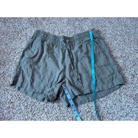 GAP Women's Linen Blend Shorts, size Medium, wide elastic waistband; Olive Green - Picture 6 of 9
